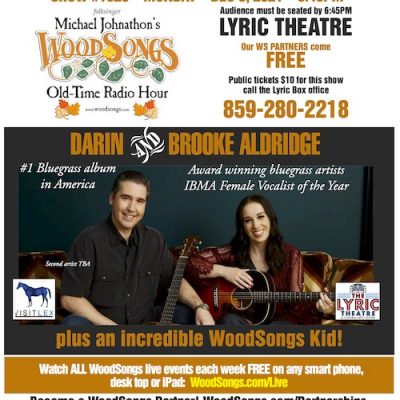 Michael Johnathon’s WoodSongs Old Time Radio Hour Set To Wrap 2021 Season On December 6 With Bluegrass Duo Darin & Brooke Aldridge