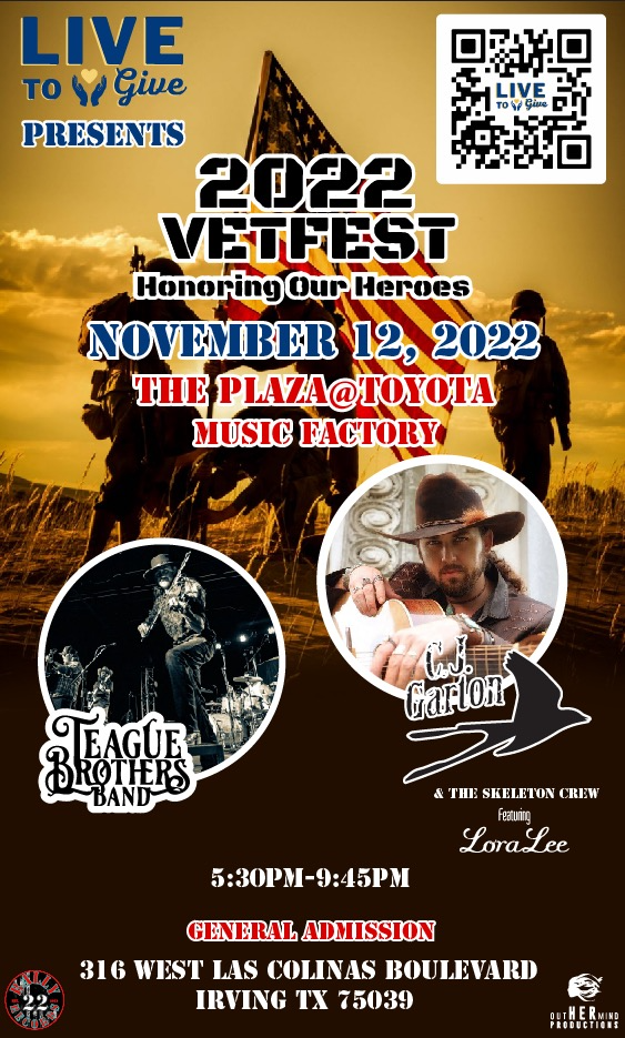 CJ Garton & Teague Brothers Band Headlines VetFest On November 12 At The Plaza at Toyota Music Factory